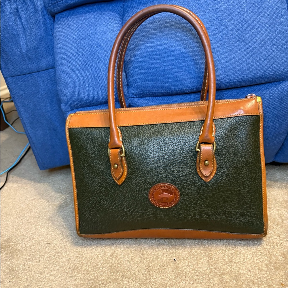 Dooney and Bourke Classic Green and Tan Leather Vintage Purse